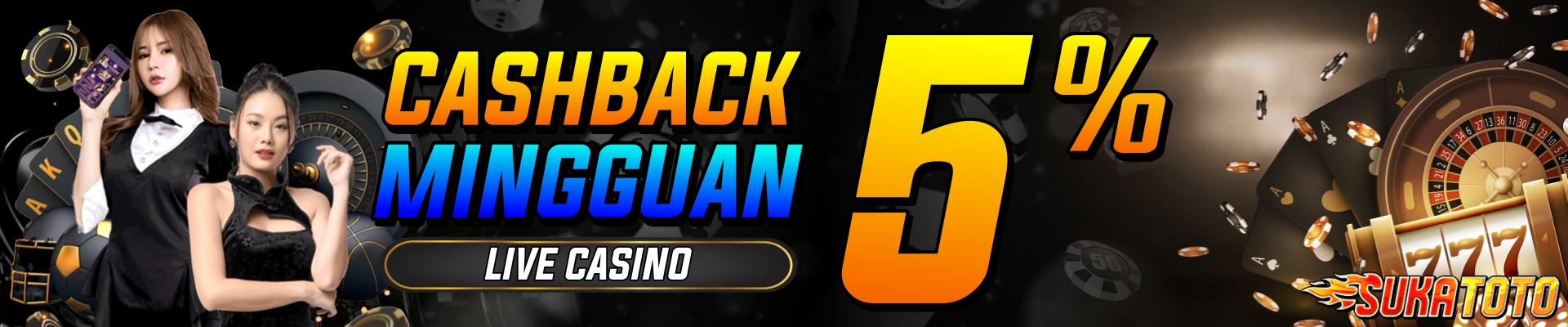 BONUS MINGGUAN LIVE CASINO CASHBACK 5%